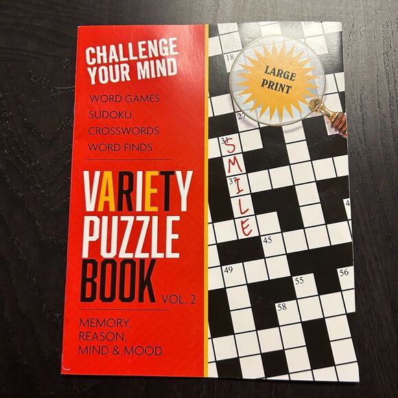 Challenge Your Mind VARIETY PUZZLE BOOK Vol 2 LARGE PRINT - Picture 1 of 3